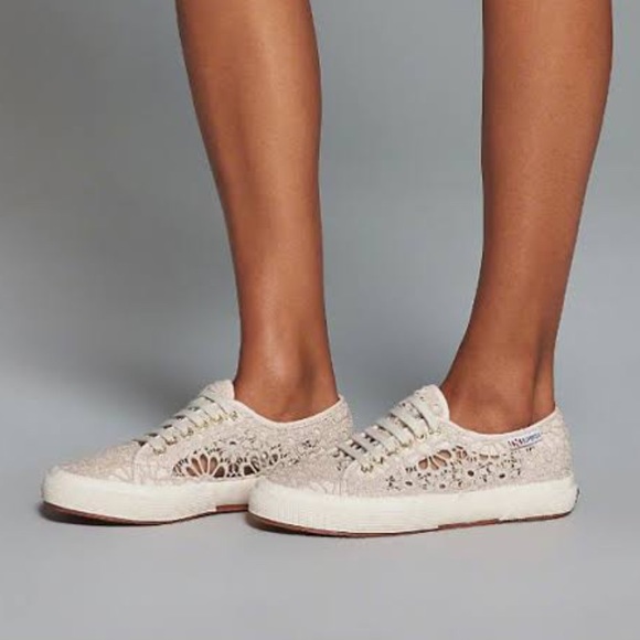 Superga Shoes - Superga Macrame Cotu cream lace Sneakers